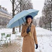 Mini parapluie pliant - Poignée à bouton - Résistant au vent - Bleu tourmaline