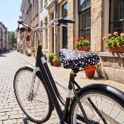 Housse de selle de vélo - Pois noirs et blancs