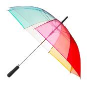 Parapluie droit avec système d'ouverture automatique et poignée droite et bouton plat - Multicolore