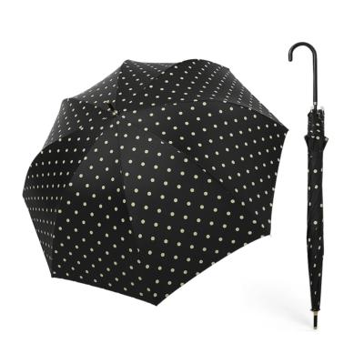 Grand Parapluie automatique pour femme - Noir à pois blancs