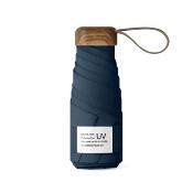 Mini parapluie pliant - Parapluie cinq volets - Protection UV - Léger et compact - Manche oblat en bois avec housse en tissu - Bleu lapis