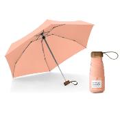 Mini parapluie pliant - Parapluie cinq volets - Protection UV - Léger et compact - Manche oblat en bois avec housse en tissu - Corail coucher de soleil