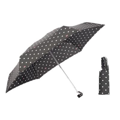 Mini parapluie pour femme - Parapluie léger et compact - Noir à pois blancs - Pochette en sac