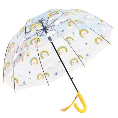 Parapluie Cloche Transparent pour Enfant - Système d'ouverture Automatique - 8 Baleines en Fibre de Verre - Poignée Confortable
