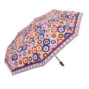 Parapluie Pliant pour Femme - 8 Baleines en Fibre de Verre - Parapluie Pliant à Trois Volet - Poignée en Bois - Motif floral