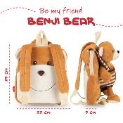 Sac à dos réversible Benji Bear pour enfants - Peluche amovible - Bretelles réglables et souples - Mini sac de voyage mignon - Taille unique