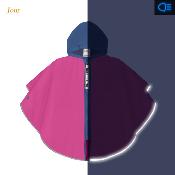 Poncho pour enfants de 3 à 6 ans - Bandes réfléchissantes pour une meilleure visibilité nocturne - Rose fuchsia