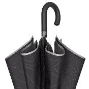 Parapluie long GOLF pour femme et Homme  - Ouverture automatique - Large protection 120 cm - Noir avec bordure refléchissante