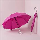 Grand parapluie automatique - Résistant au vent - Poignée incurvée - Motif géométrique - Rose