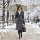 Mini parapluie pliant pour femme - Résistant au vent - À pois - Beige