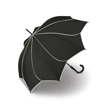 Parapluie droit pour femme PIERRE CARDIN - Ouverture automatique - Noir avec liseret blanc