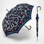 Parapluie long automatique - Poignée incurvée - Bleu foncé