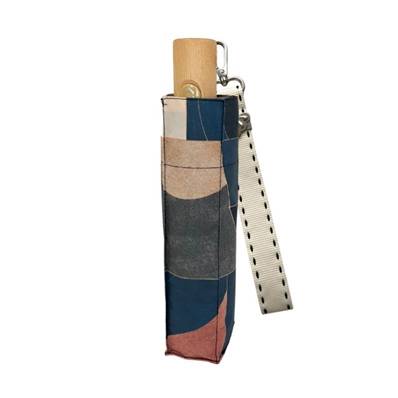 Parapluie pliant pour femme - Système d'ouverture et de fermeture automatique - Résistant au vent - Poignée en bois d'érable - Forme géométrique