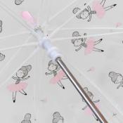 Parapluie enfant transparent -  Parapluie fille -  Poignée rose - Danseuses