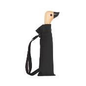 Parapluie Pliant - Poignée en Bois en Forme de Tête de Canard - Avec étui et bandoulière - Noir