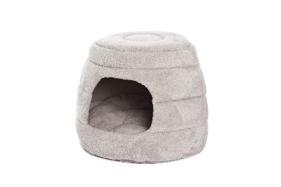 Ferribiella – Terrier Doux pour Chiens et Chats – Couchage Cocon Confortable et Rassurant – Taille Compacte – 43 x 43 x 35 cm – Gris