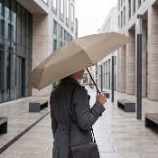Ultra mini parapluie pliant pour femmes - Slim et léger - Résistant au vent - Avec protection UV - Avec sac smartphone assorti - Kaki