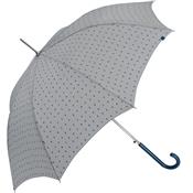 Parapluie long femme - Parapluie à ouverture automatique - Gris à pois bleus