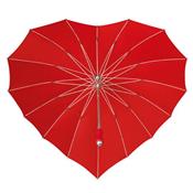 Parapluie droit - toile en forme de coeur - rouge