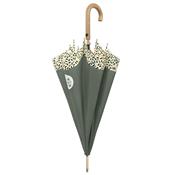 Parapluie canne et écologique pour femme - Ouverture automatique - Large protection 102 cm - Gris foncé avec Bordure à motif