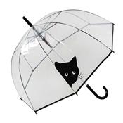 Parapluie cloche transparent automatique - Tête de chat noir