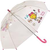 Parapluie cloche transparent fille - Smiley World - Poignée rose