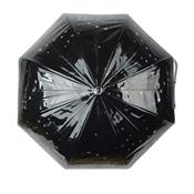 Parapluie cloche transparent Noir avec jolie imprimé étoiles - Ouverture Automatique - Motif Constellation à l'intérieur