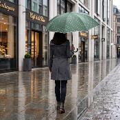 Parapluie long automatique - UVP 50+ Protection - Pois - Vert