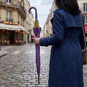 Parapluie long automatique - UVP 50+ Protection - Pois - Violet