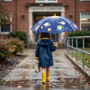 Parapluie Long pour Enfants - Ouverture Automatique - Extérieur imprimé - Planètes