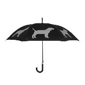 Parapluie automatique long - Protection extra large de 104 cm - Noir avec imprimé chien réfléchissant