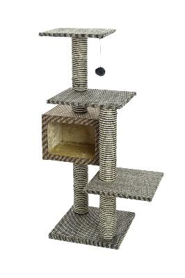 Ferribiella – Arbre à Chat Élégante pour Chat Offrant Jeu, Repos et Stimulation – Taille L – 70 x 55 x 113 cm – Gris