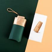 Mini parapluie pliant femme - Ultra léger et compact 14 cm de longueur - Vert et doré