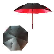 Parapluie droit à bandoulière - noir et rouge