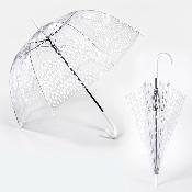 Parapluie cage à oiseaux transparent pour femme - Système d'ouverture automatique - Blanc Gouttes