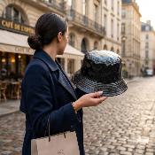 Chapeau de pluie pour femme - Imperméable - Noir