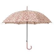 Parapluie long pour femme - Ouverture automatique - Feuilles roses