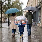 Parapluie Cloche Transparent pour Enfant - Système d'ouverture Automatique - Transparent Avec Poignée Bleu