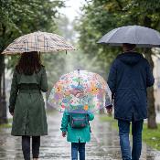 Parapluie Cloche Transparent pour Enfant - Système d'ouverture Automatique - Transparent Avec Poignée Violette - Chat