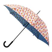 Parapluie droit pour femme - Parapluie à ouverture Automatique - Bleu avec motifs géométriques