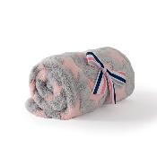 Couverture bébé avec peluche éléphant - Plaid Gris Rose avec Doudou Éléphant - 120 x 80 cm - 0 à 3 ans
