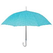 Grand parapluie automatique - Résistant au vent - Poignée incurvée - Motif géométrique - Bleu