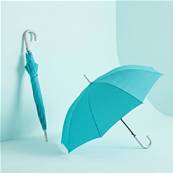 Grand parapluie automatique - Résistant au vent - Poignée incurvée - Motif géométrique - Bleu