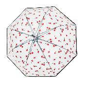 Parapluie cloche transparent pour femme - Système d'ouverture automatique - Cerises