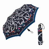 Mini parapluie pliant - Ouverture et fermeture automatiques - Poignée à molette - Résistant au vent - Bleu foncé