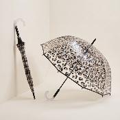 Parapluie cage à oiseaux transparent - Système d'ouverture automatique - Poignée en plastique cristallisé - Motif léopard