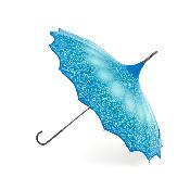Parapluie long pour femme - Parapluie pagode - Bord festonné bleu sarcelle