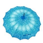 Parapluie long pour femme - Parapluie pagode - Bord festonné bleu sarcelle
