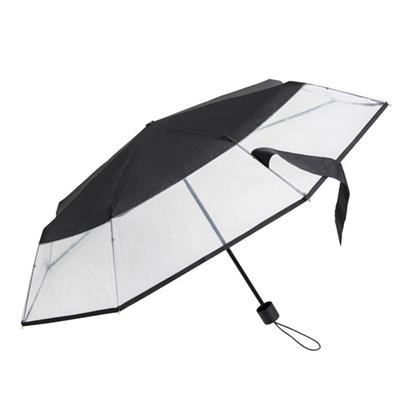 Parapluie pliant femme - Transparent et noir - Résistant au vent