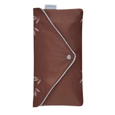 Mini parapluie femme résistant au vent - Marron à motifs - Pochette assortie